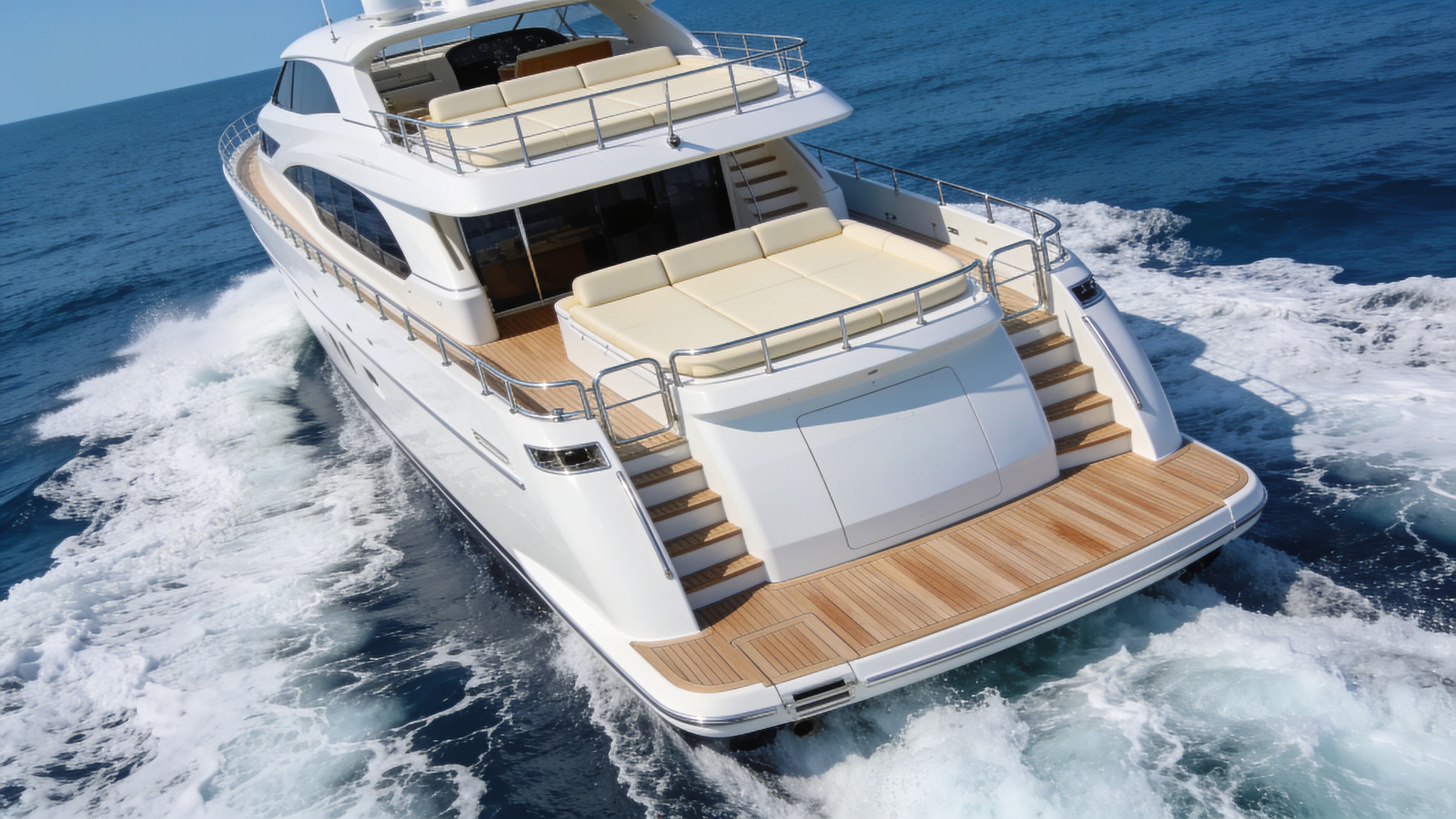 A motor yacht making way on open water